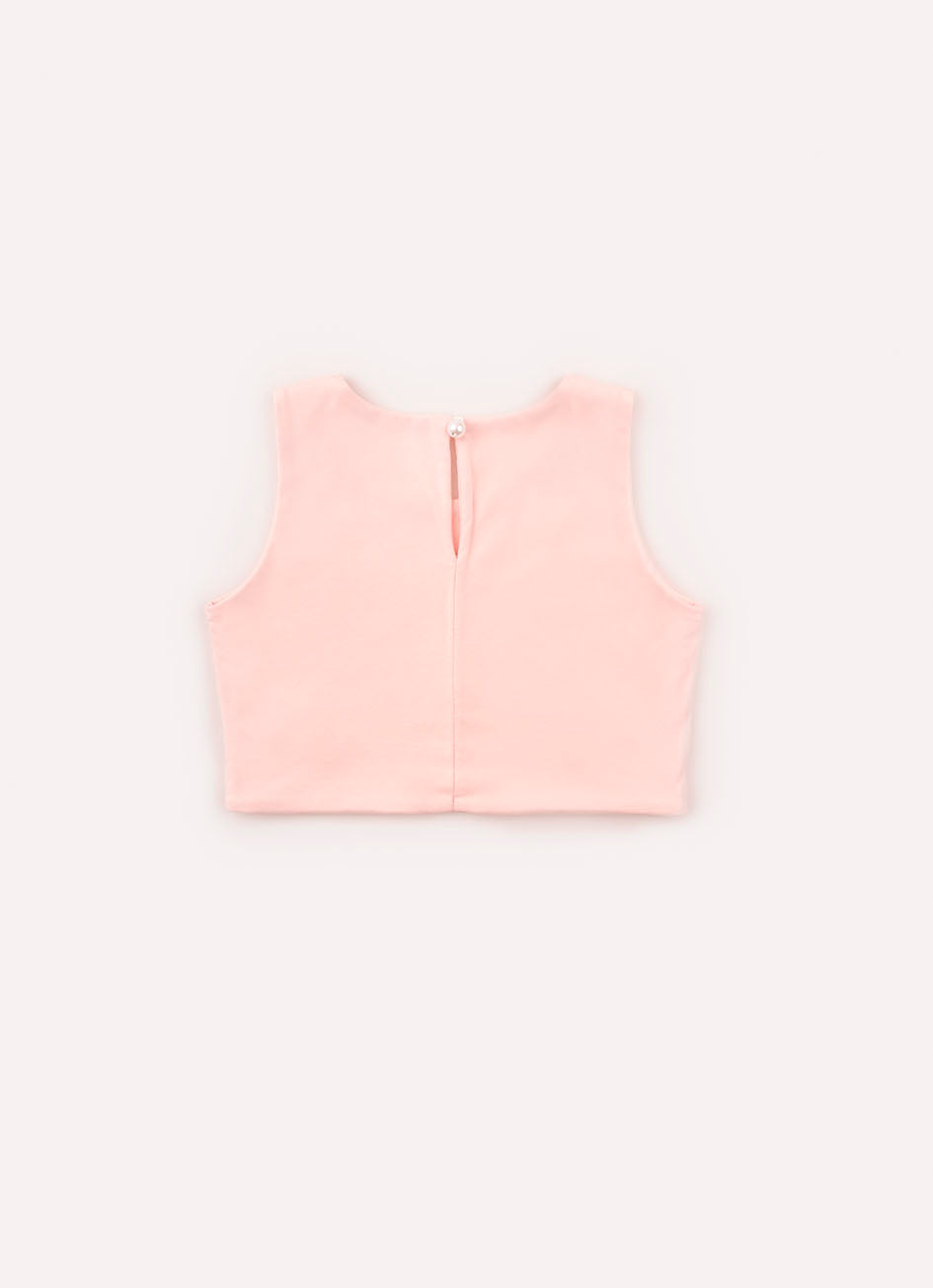 Blusa Cropped Cotton e Tule