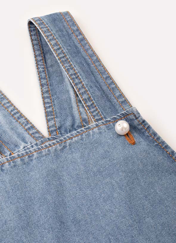 Jardineira Jeans Cargo
