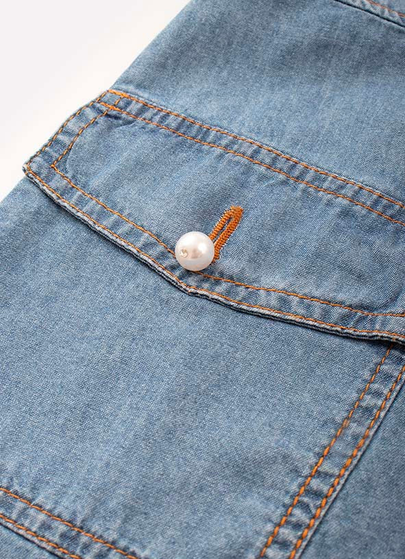Jardineira Jeans Cargo