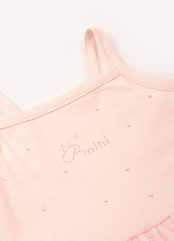 Vestido Alça e Calcinha Cotton e Tule