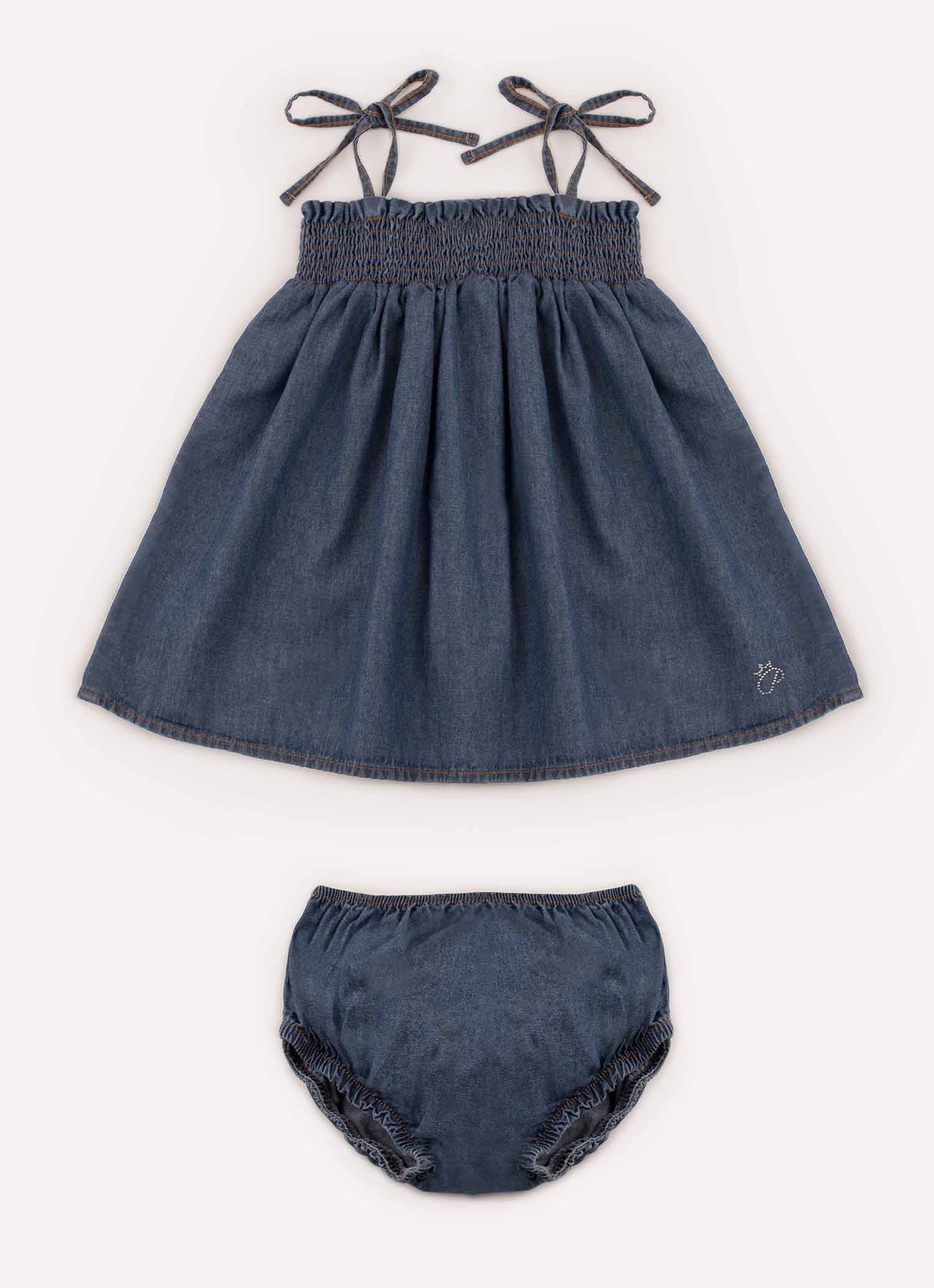 Vestido Alça Jeans Lastex