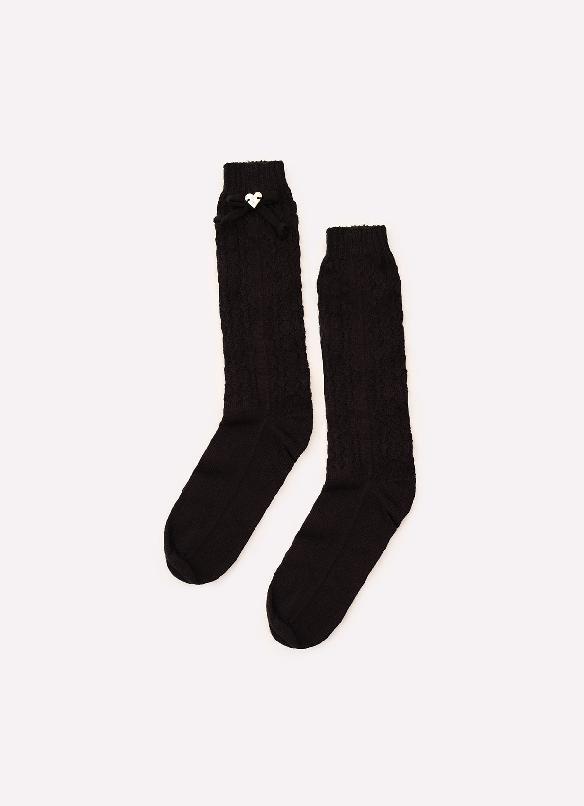 Meia Tricot Ponto Renda Laço