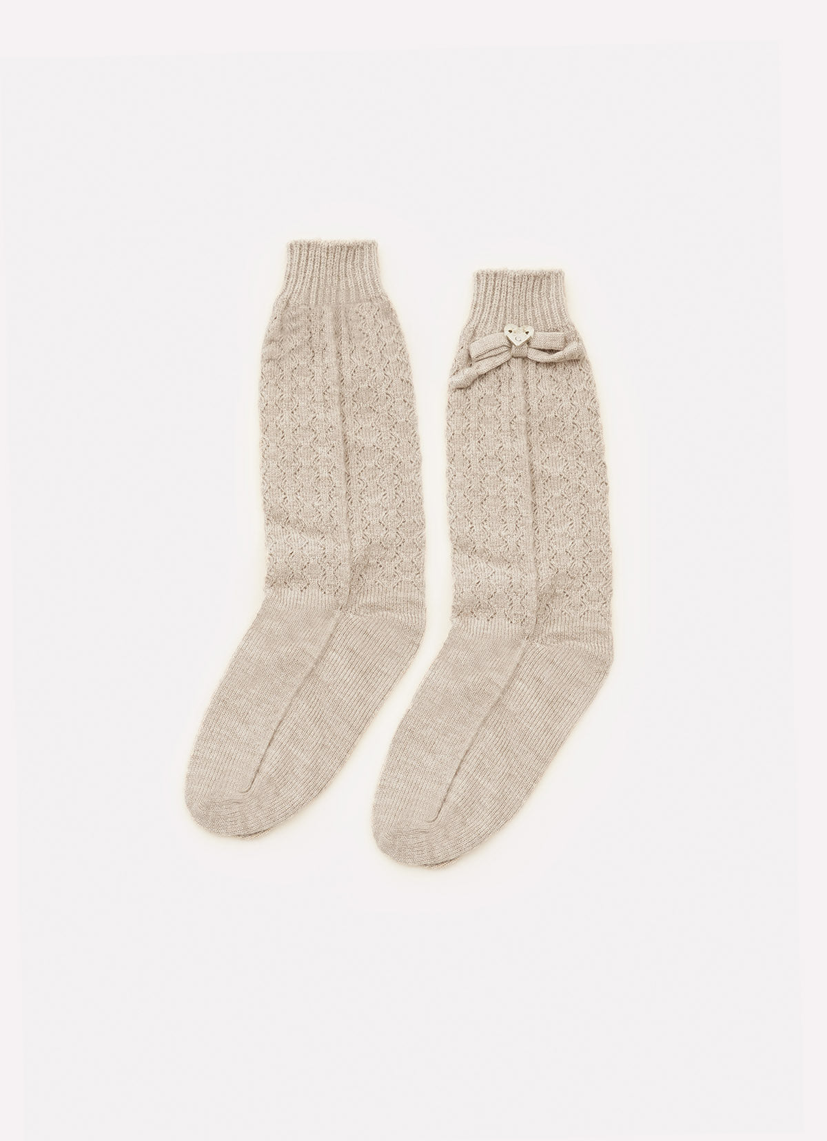 Meia Tricot Ponto Renda Laço