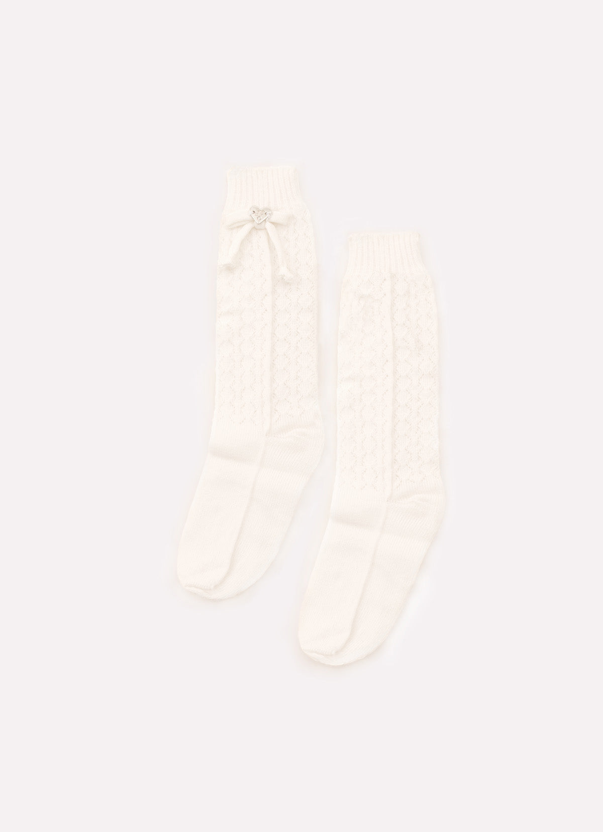 Meia Tricot Ponto Renda Laço
