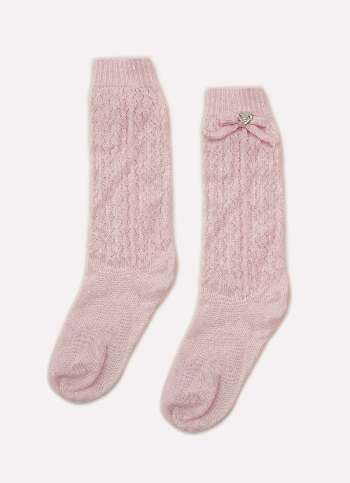 Meia Tricot Ponto Renda Laço