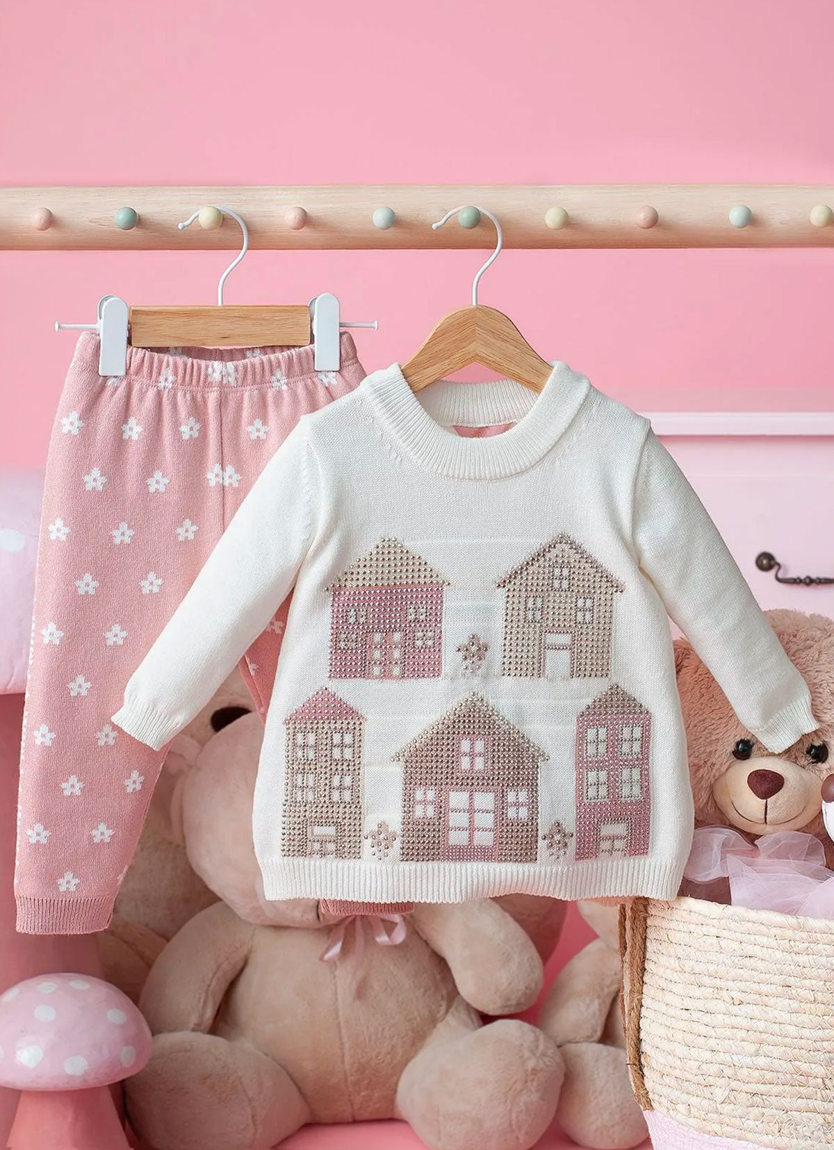 Conjunto Tricot Casinhas Cristais