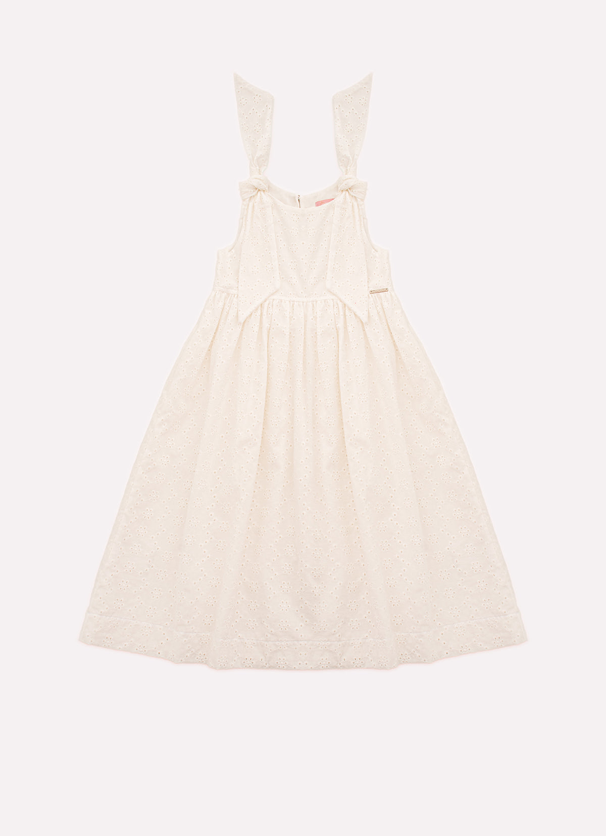 Vestido Broderi Laços Ombros