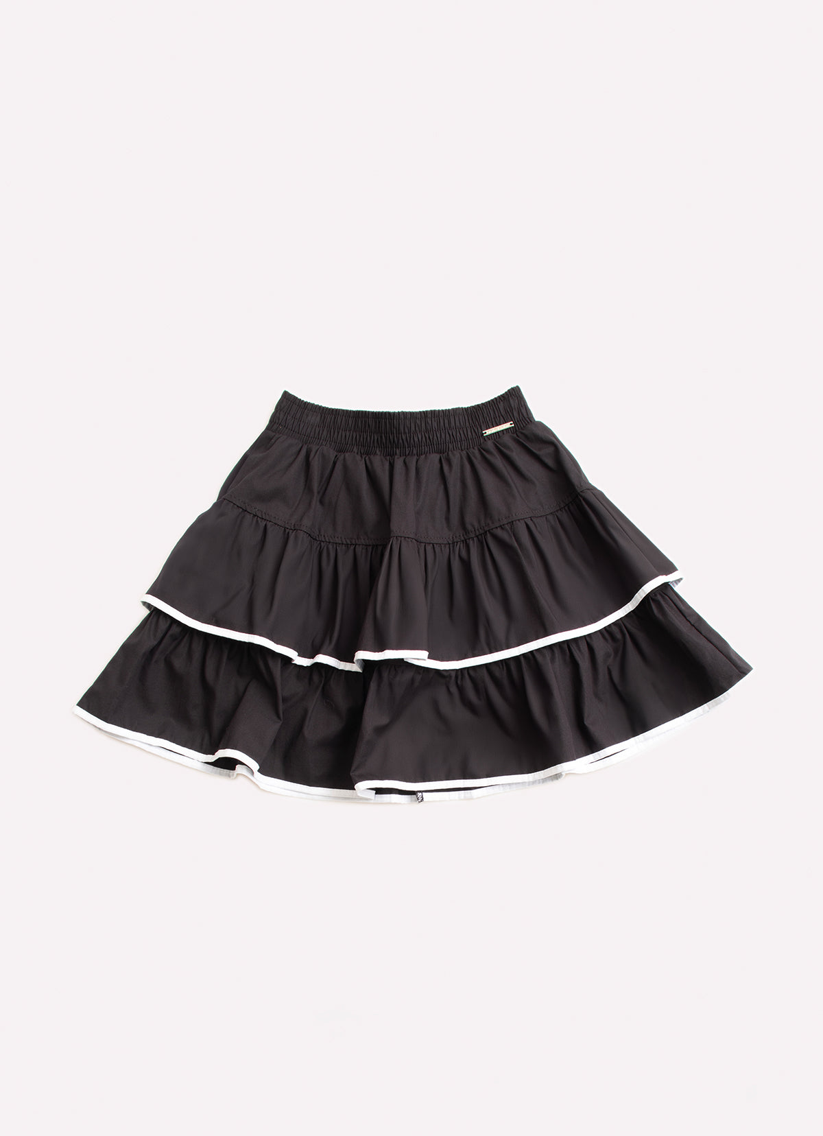 Saia Short Tricoline Babados Viés Branco