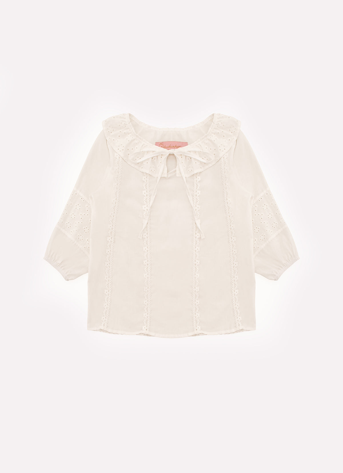 Blusa Bata Algodão Broderi e Renda