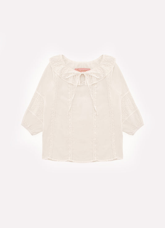 Blusa Bata Algodão Broderi e Renda Blusa Bata Algodão Broderi e Renda