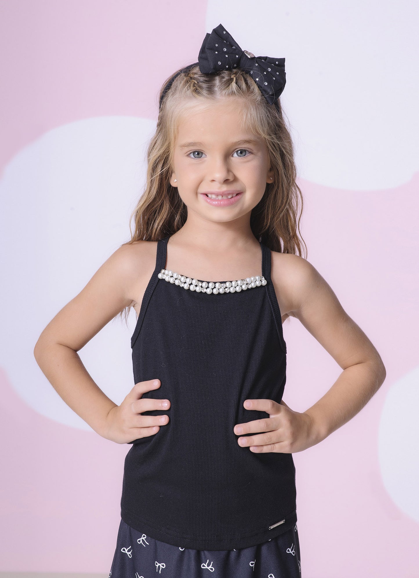 Blusa Alça Ribana Bordados Pérolas e Cristais
