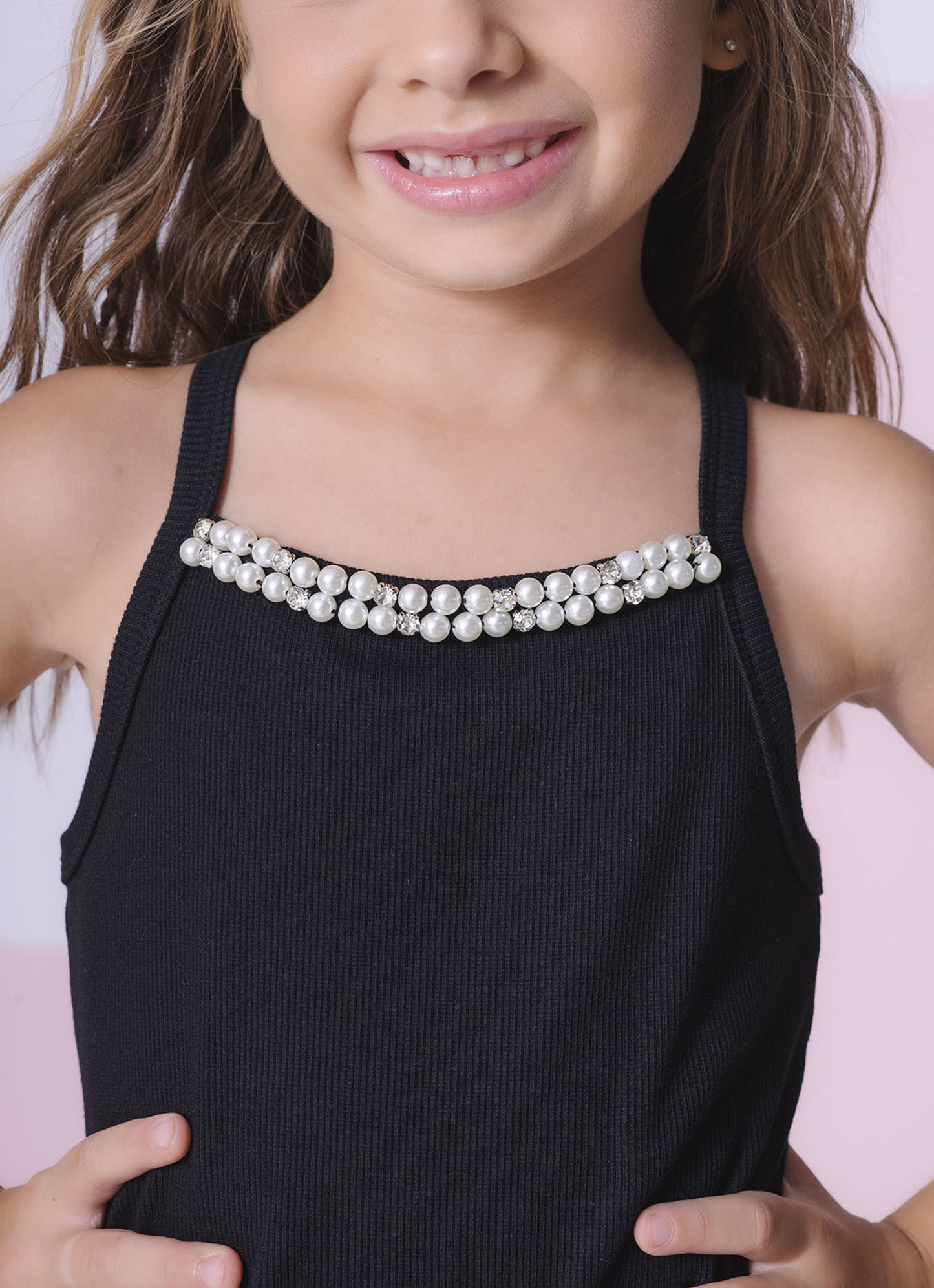 Blusa Alça Ribana Bordados Pérolas e Cristais