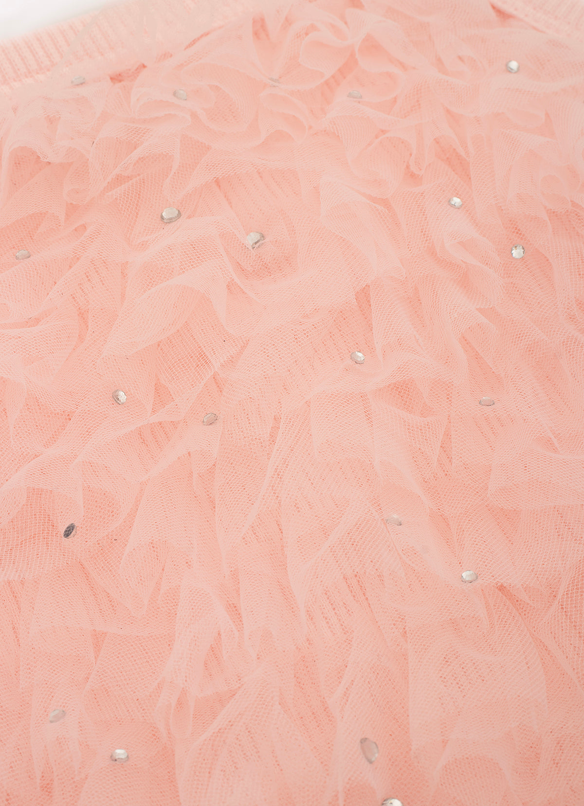 Blusa Cropped Ribana Frufru Tule Cristais