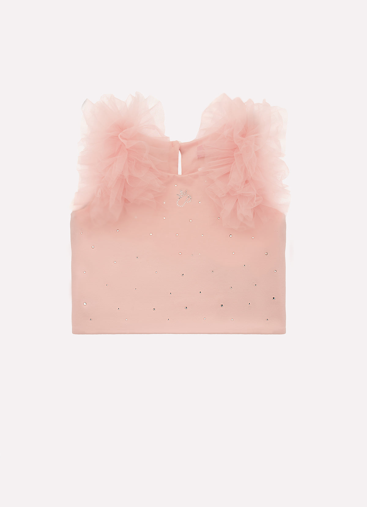 Blusa Cropped Cotton Tule Ombro Cristais
