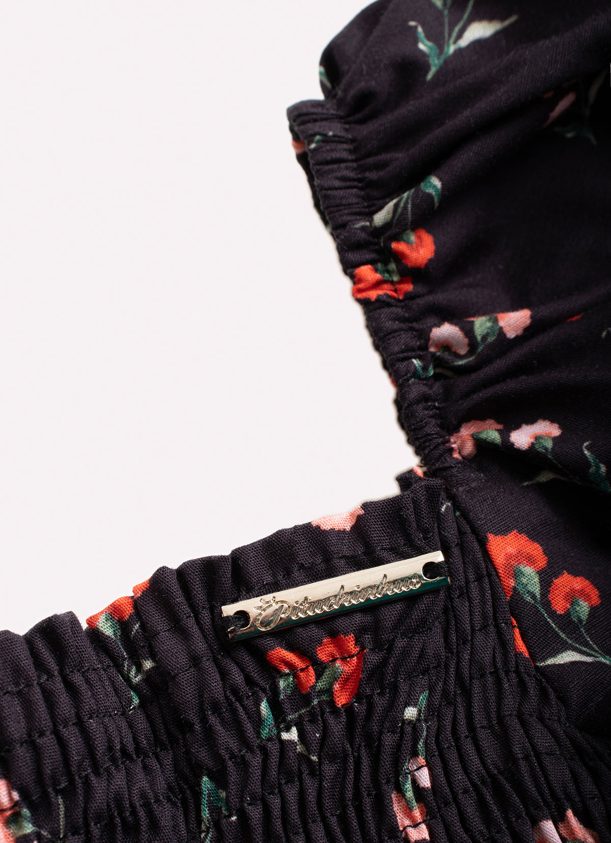 Vestido Longo Algodão Estampado Cravos Babado