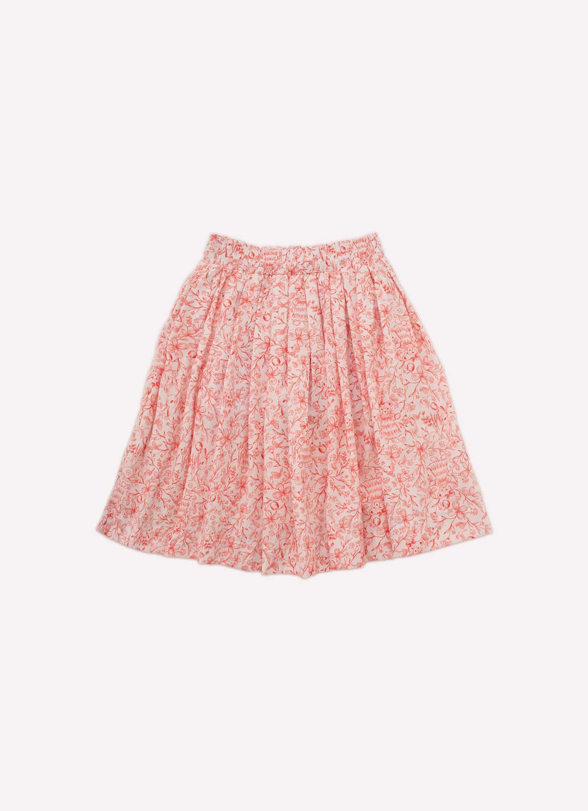 Saia Short Midi Algodão Estampa Toile Prega