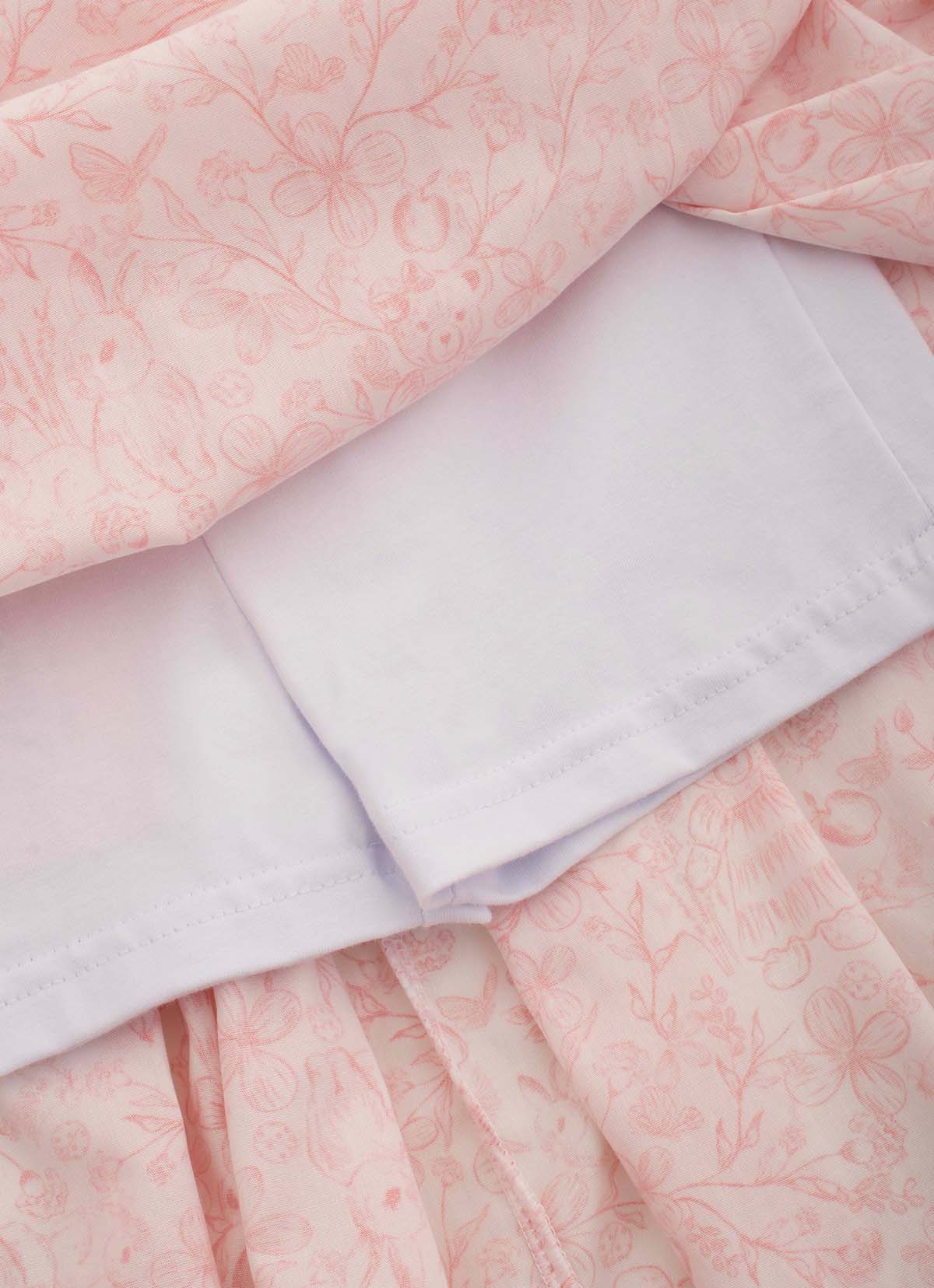 Saia Short Midi Algodão Estampa Toile Prega