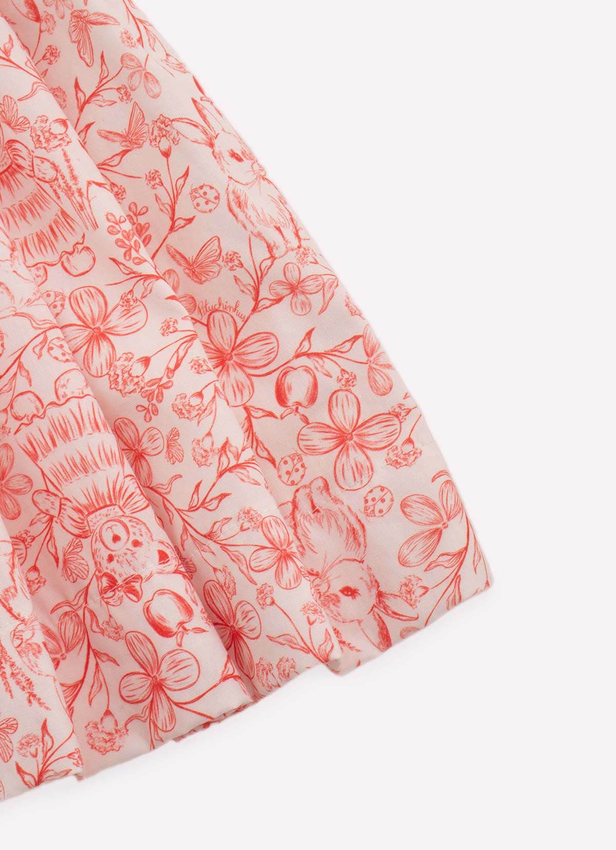 Saia Short Midi Algodão Estampa Toile Prega