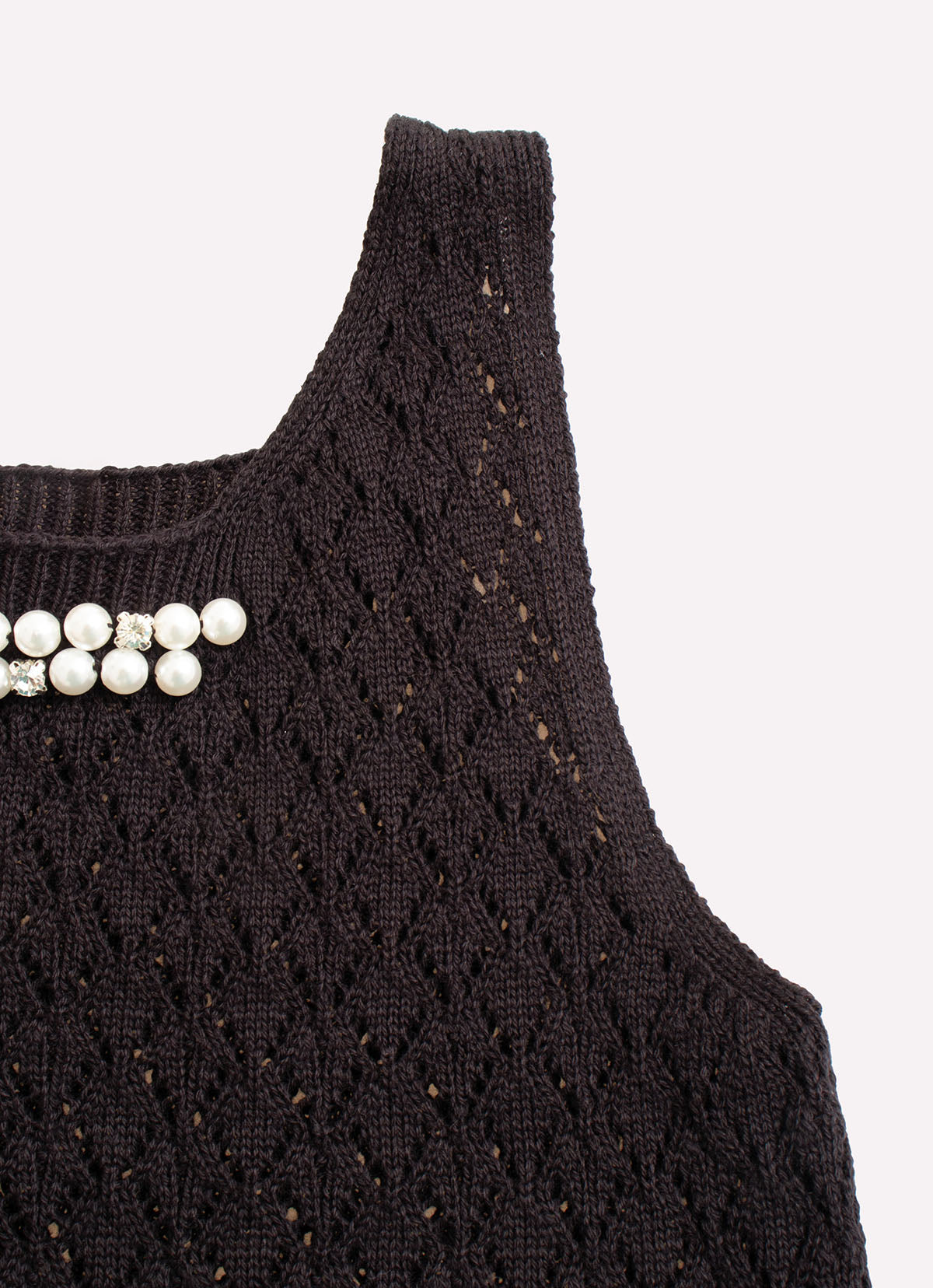 Blusa Tricot Cropped Rendada Bordado
