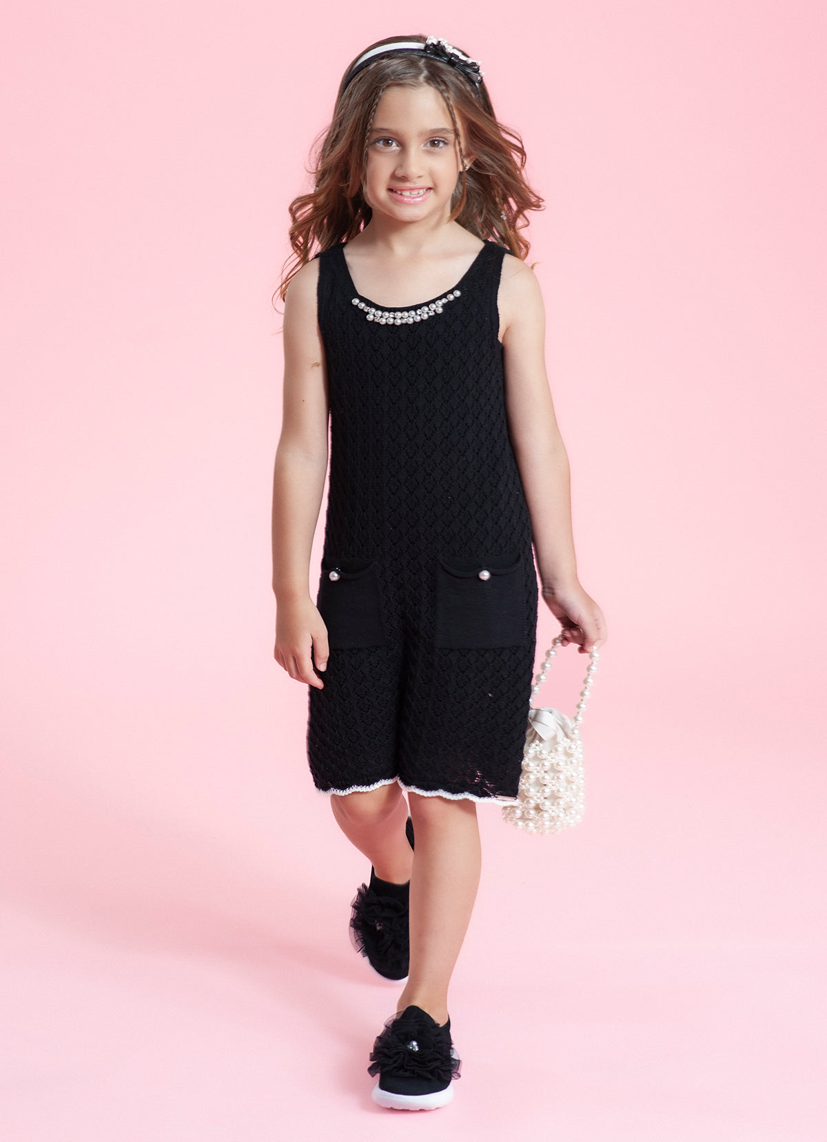 Vestido Tricot Rendado Bordados Decote