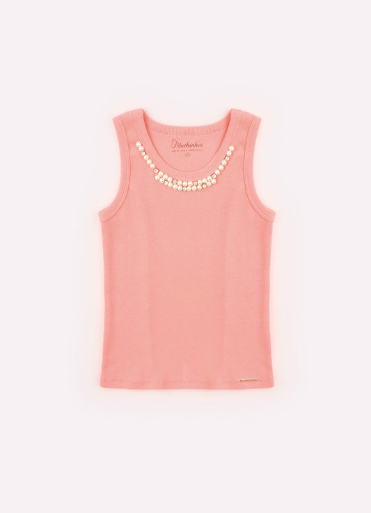 Regata Ribana Bordados Perolas e Cristais GLACE ROSA Regata Ribana Bordados Perolas e Cristais GLACE ROSA