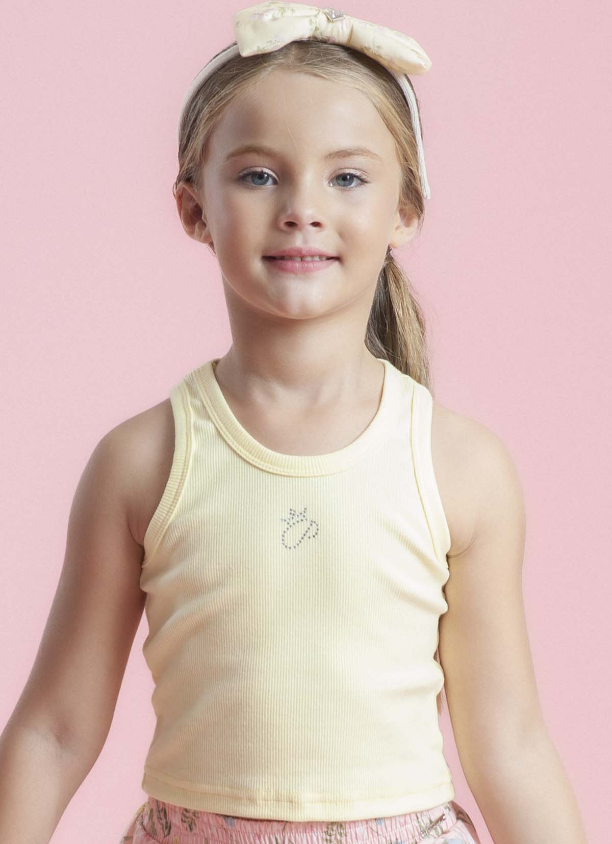 Regata Cropped Ribana Pituchinhus Amarelo Manteiga