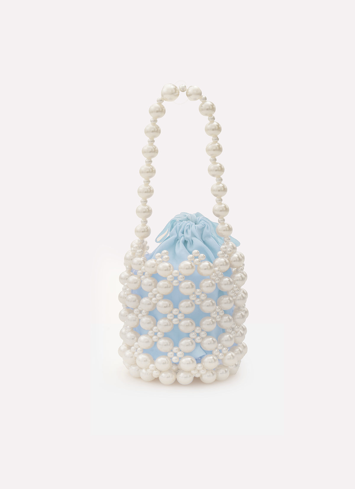 Bolsa Festa Pérolas Forro Liso Azul Claro