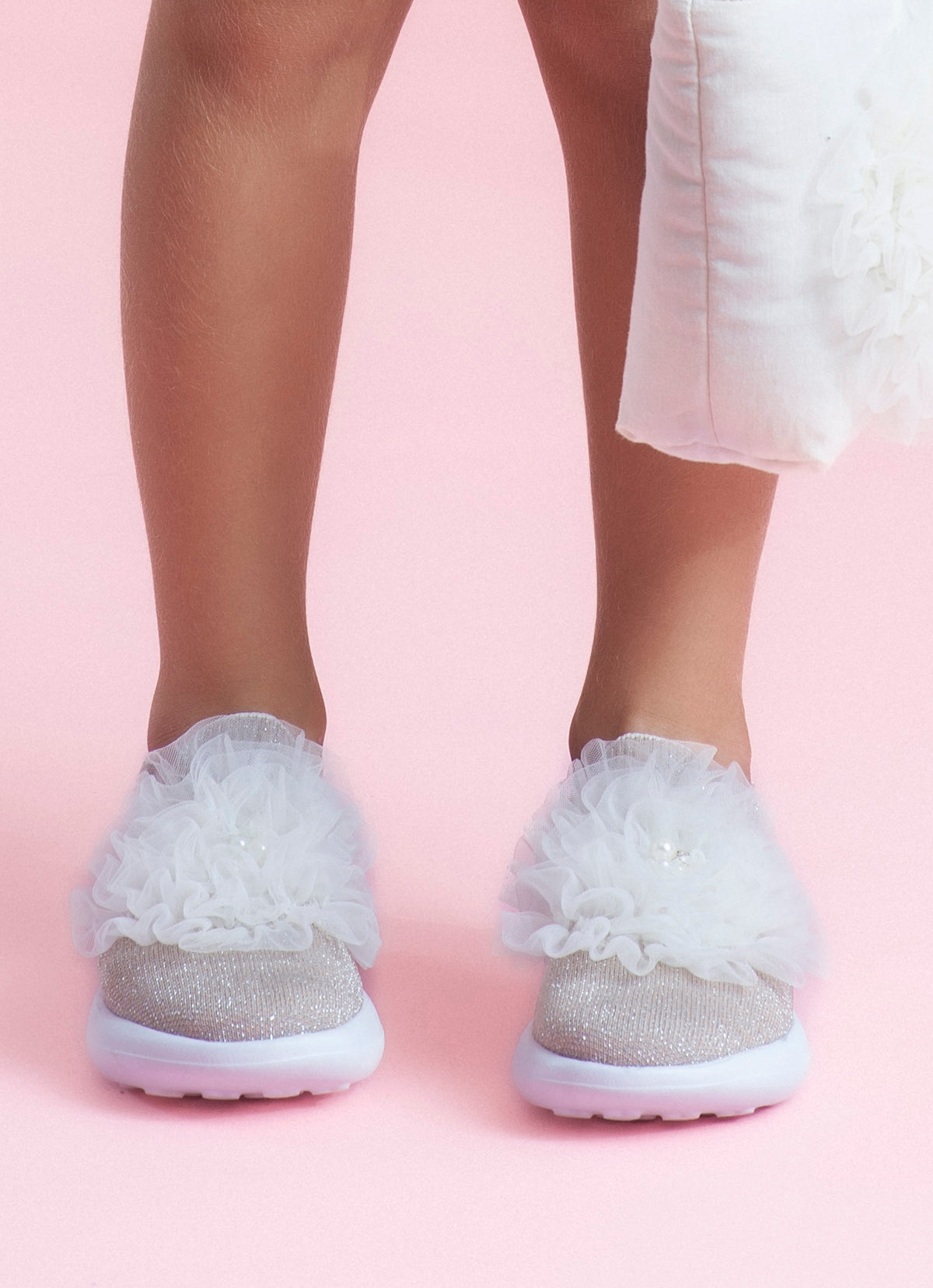 Tênis Knit Flor Tule Bordados