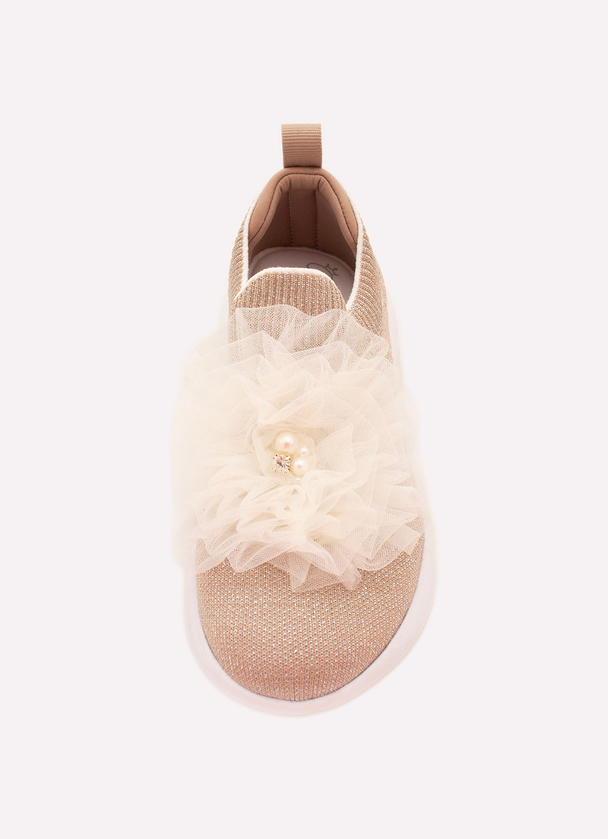 Tênis Knit Flor Tule Bordados