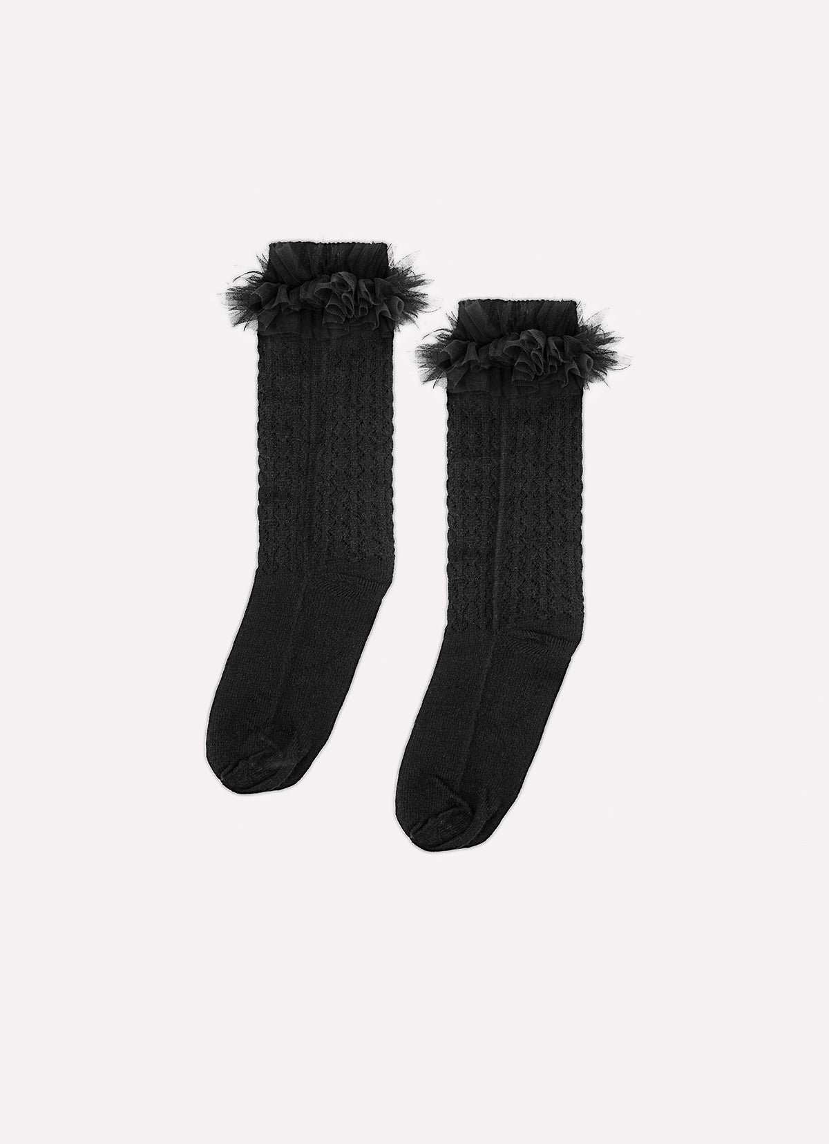 Meia Tricot Frufru Tule