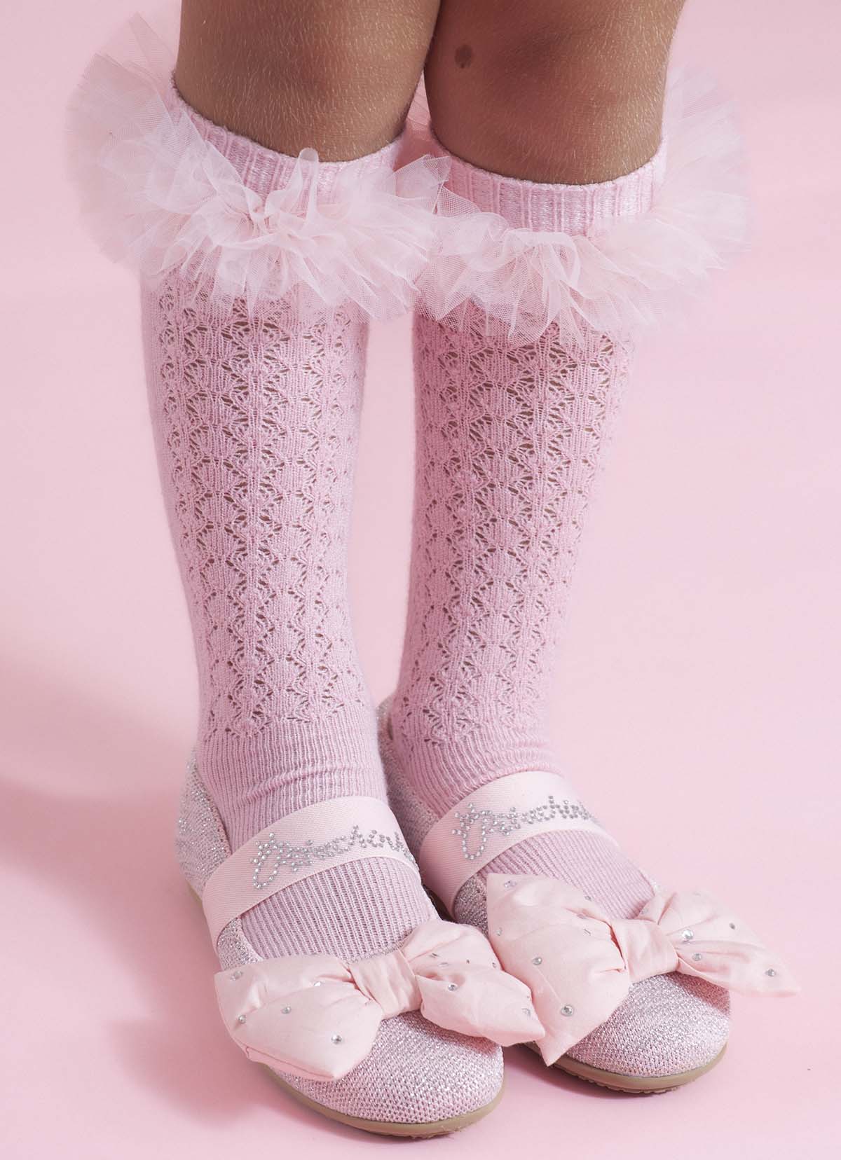 Meia Tricot Frufru Tule