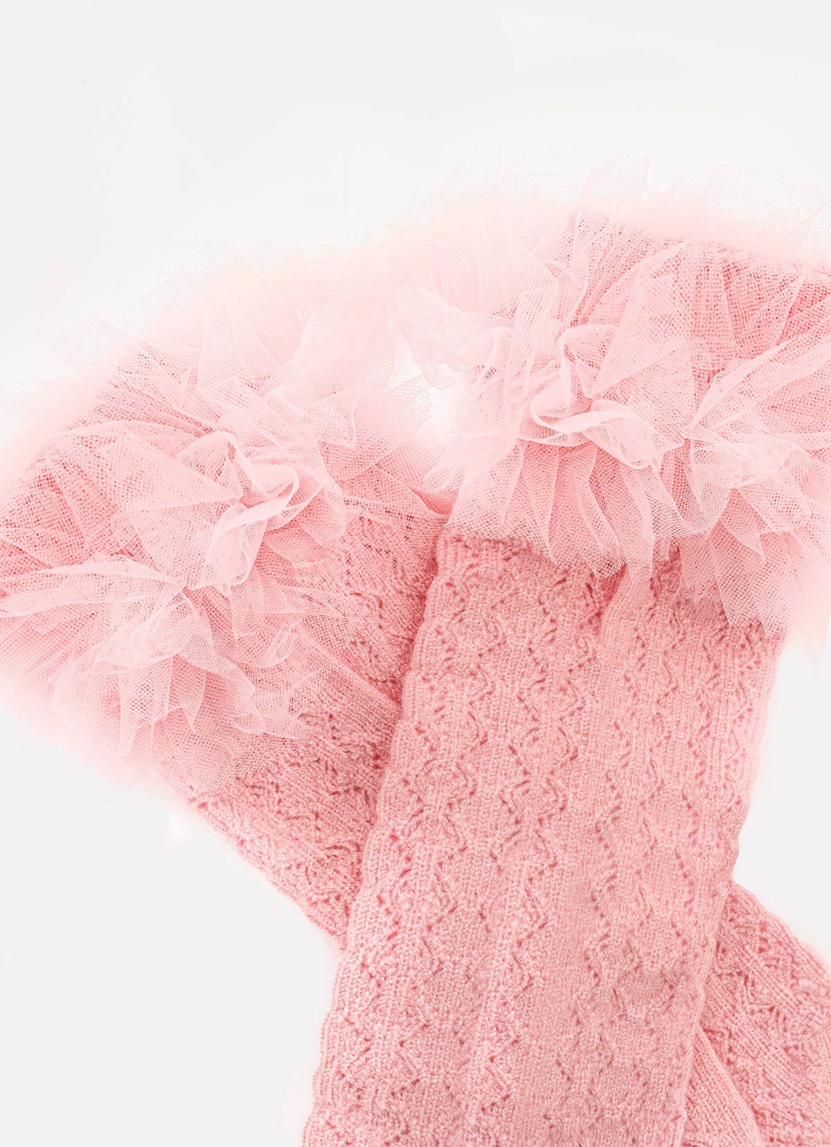 Meia Tricot Frufru Tule