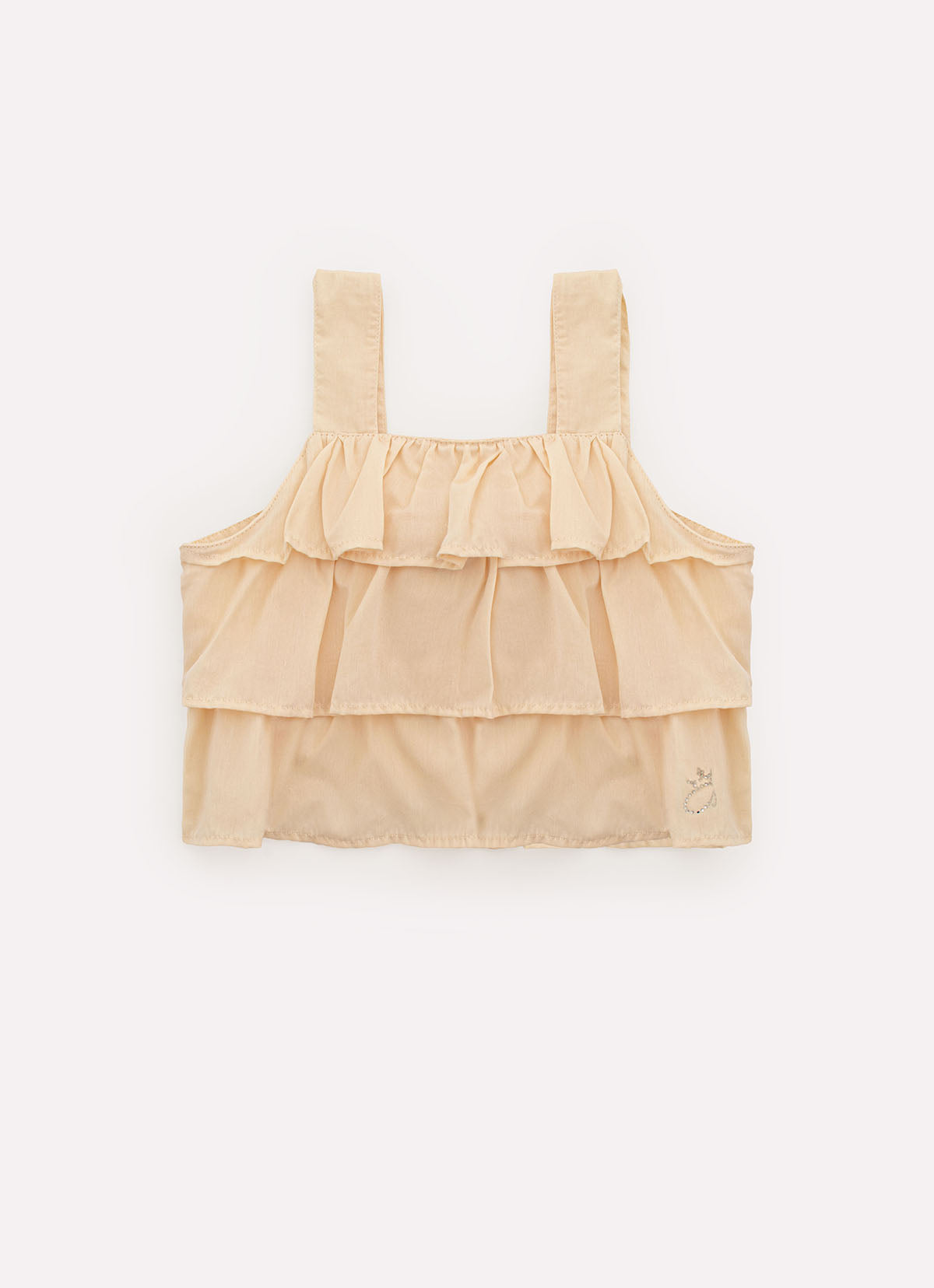 Blusa Cropped Algodão Babados