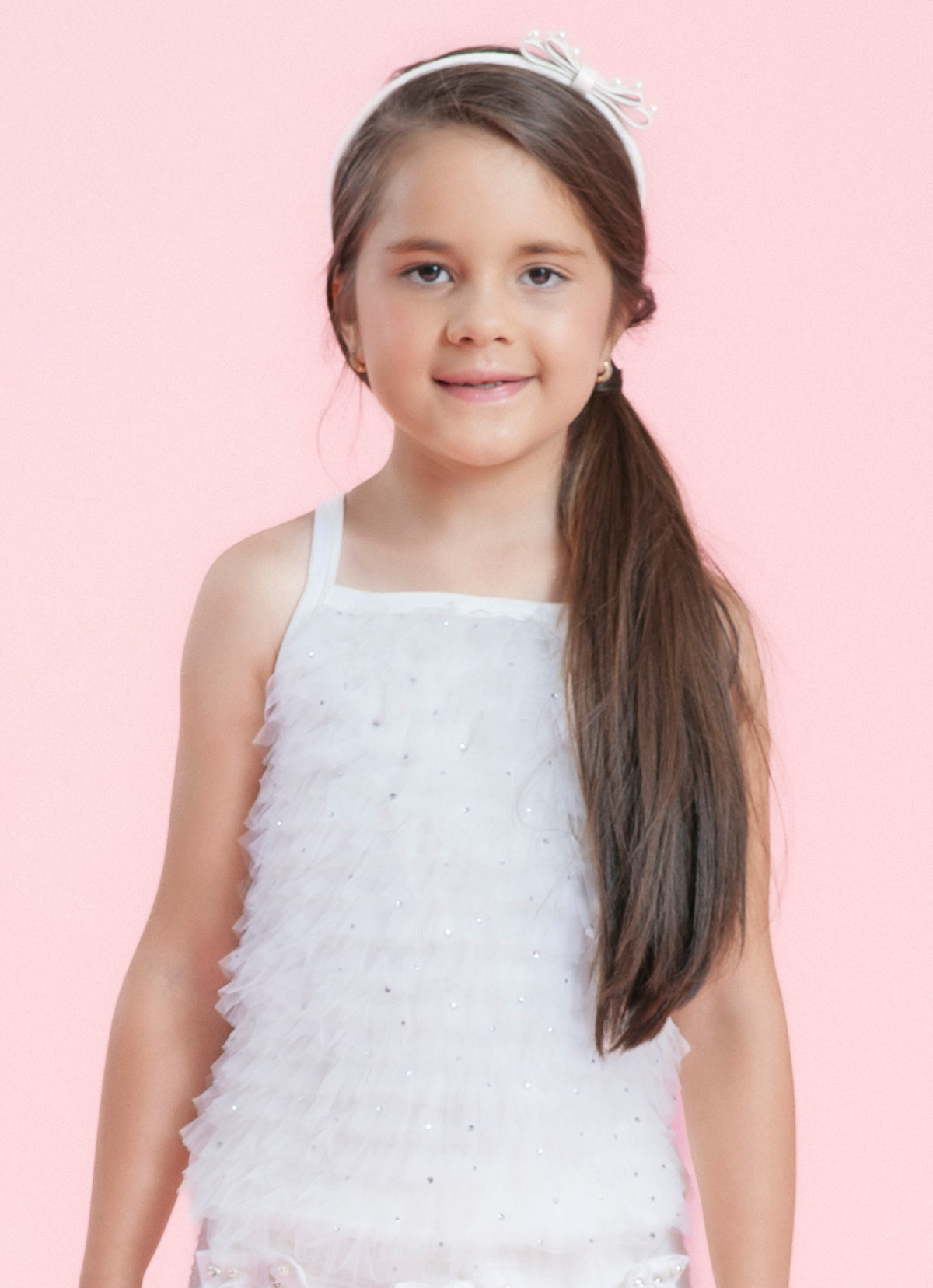 Blusa Alça Ribana Frufru Tule