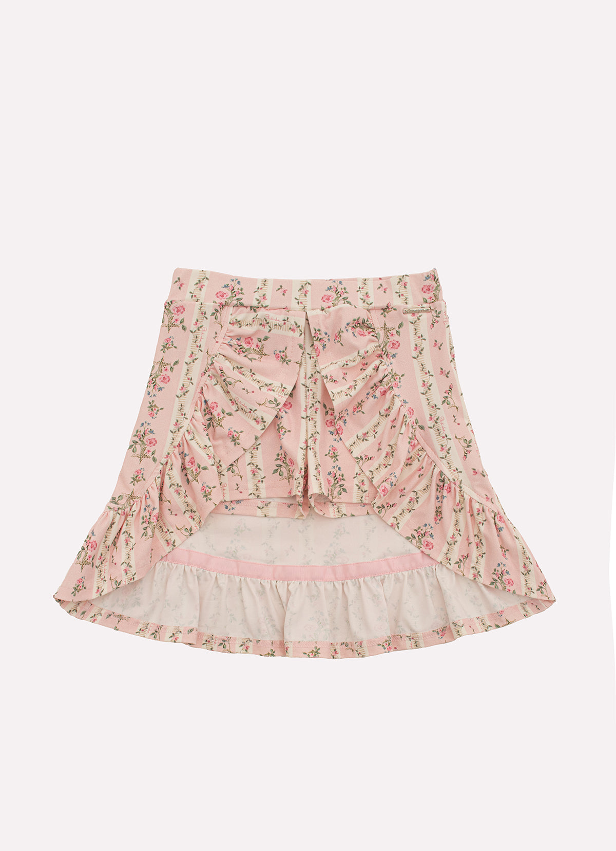 Saia Short Light Estampado Mullet Babado