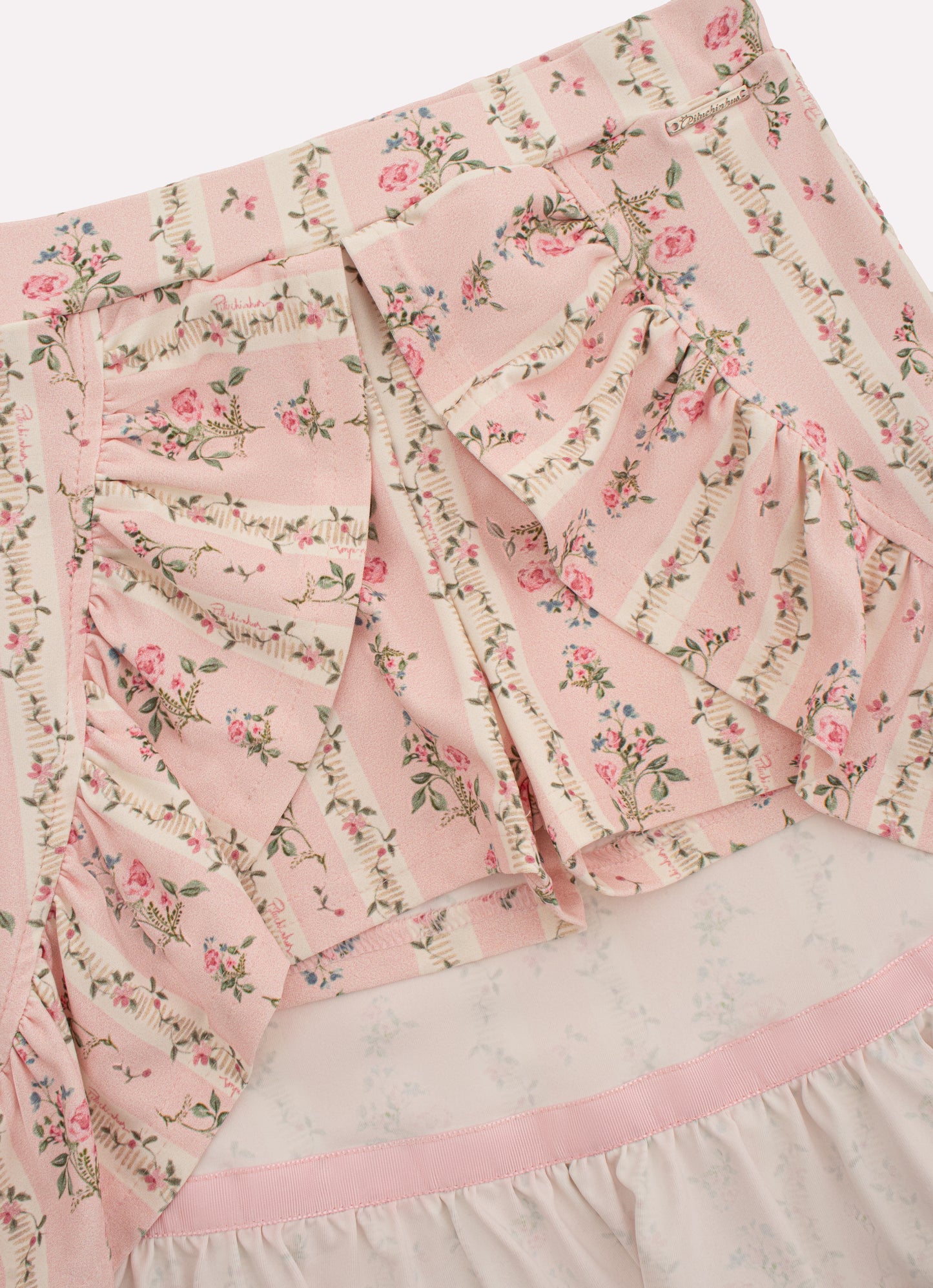 Saia Short Light Estampado Mullet Babado