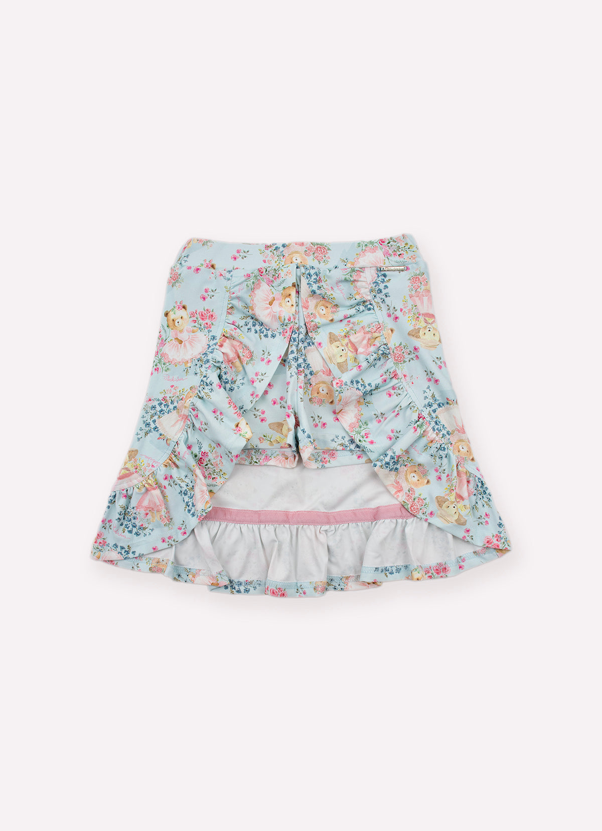 Saia Short Light Estampado Mullet Babado