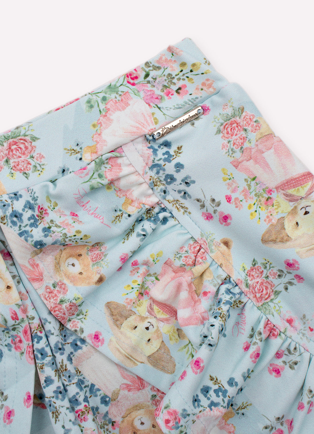 Saia Short Light Estampado Mullet Babado