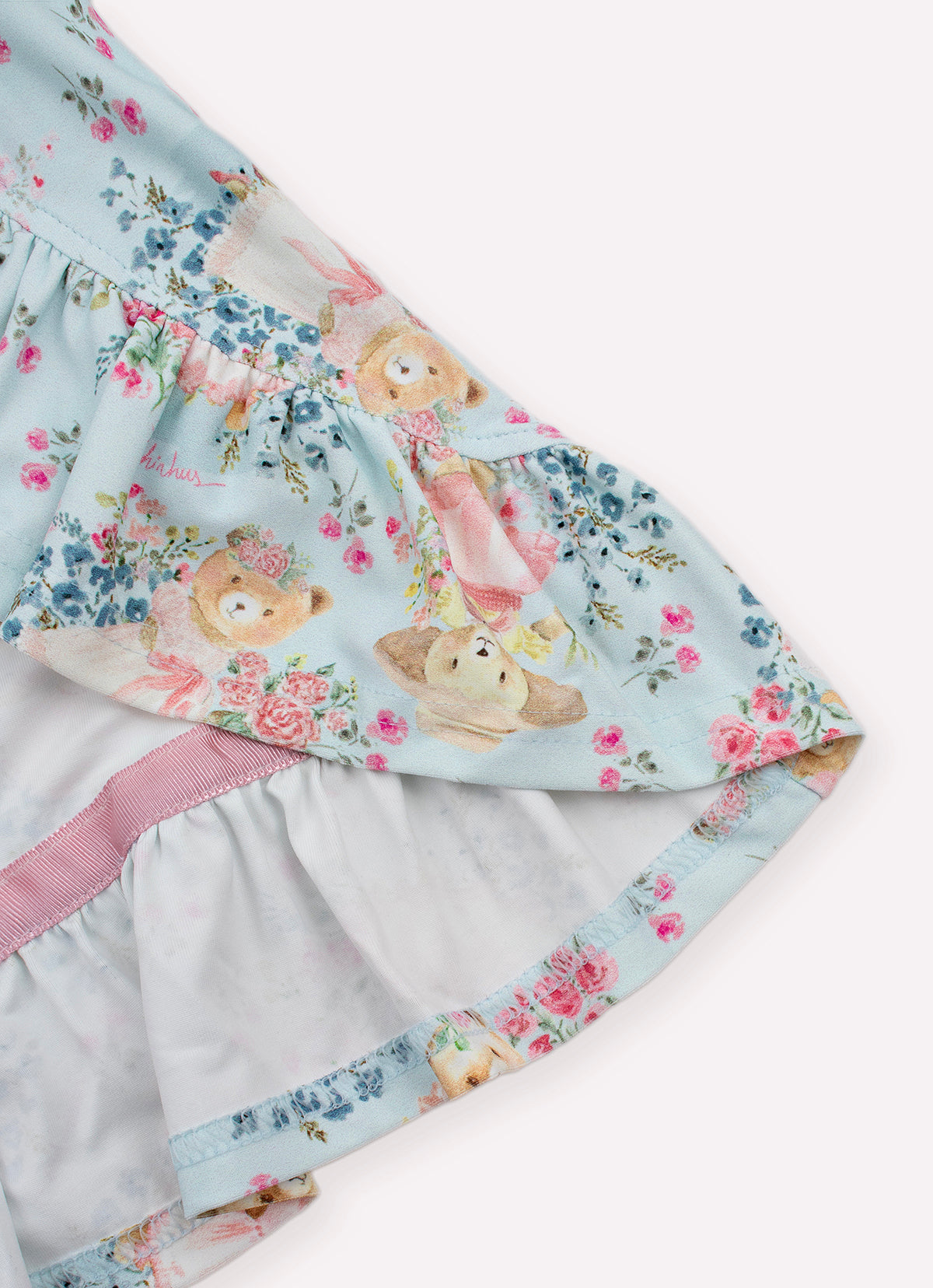 Saia Short Light Estampado Mullet Babado