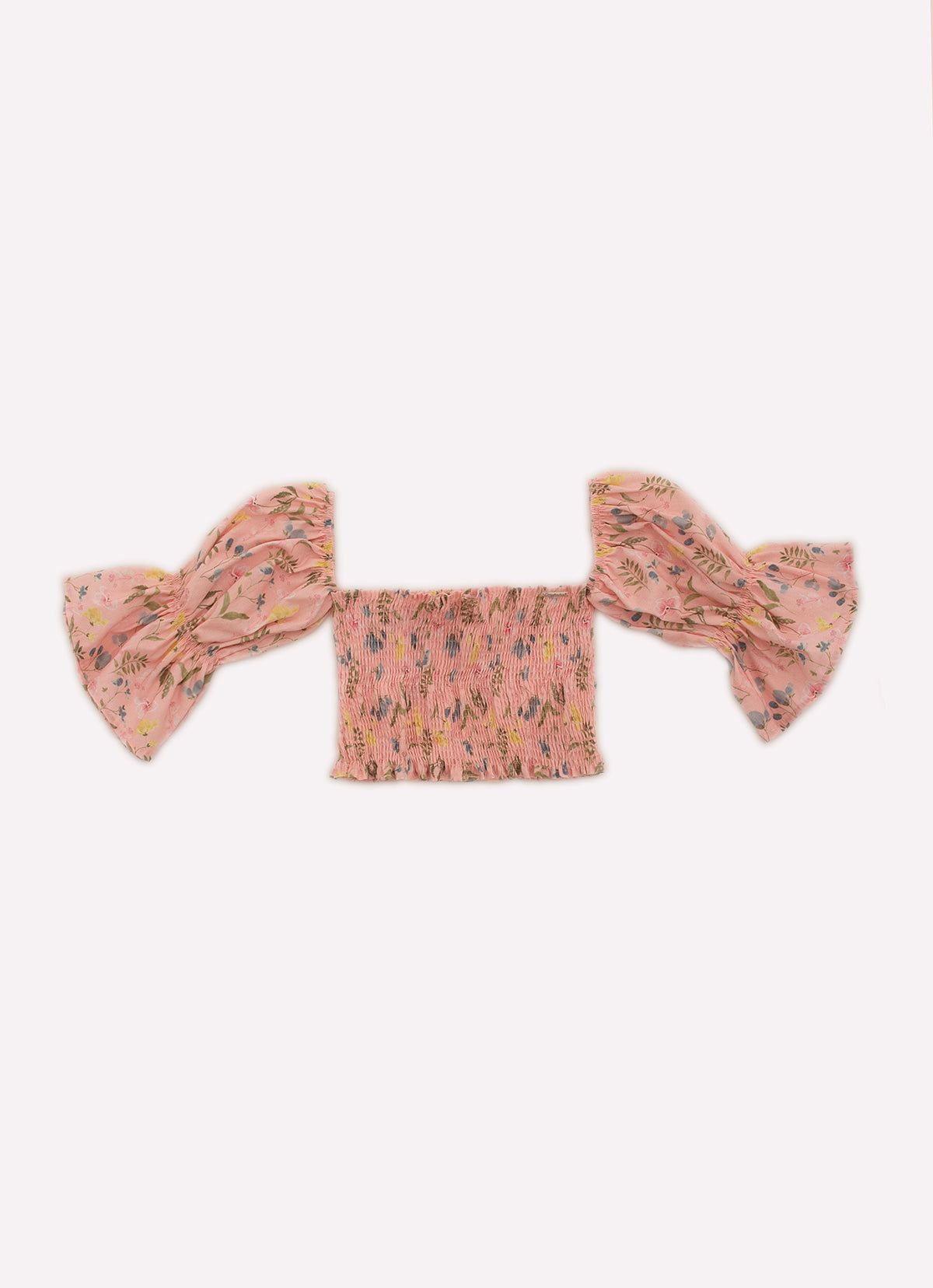 Blusa Cropped Algodão Estampado Multi Flores Manga Solta