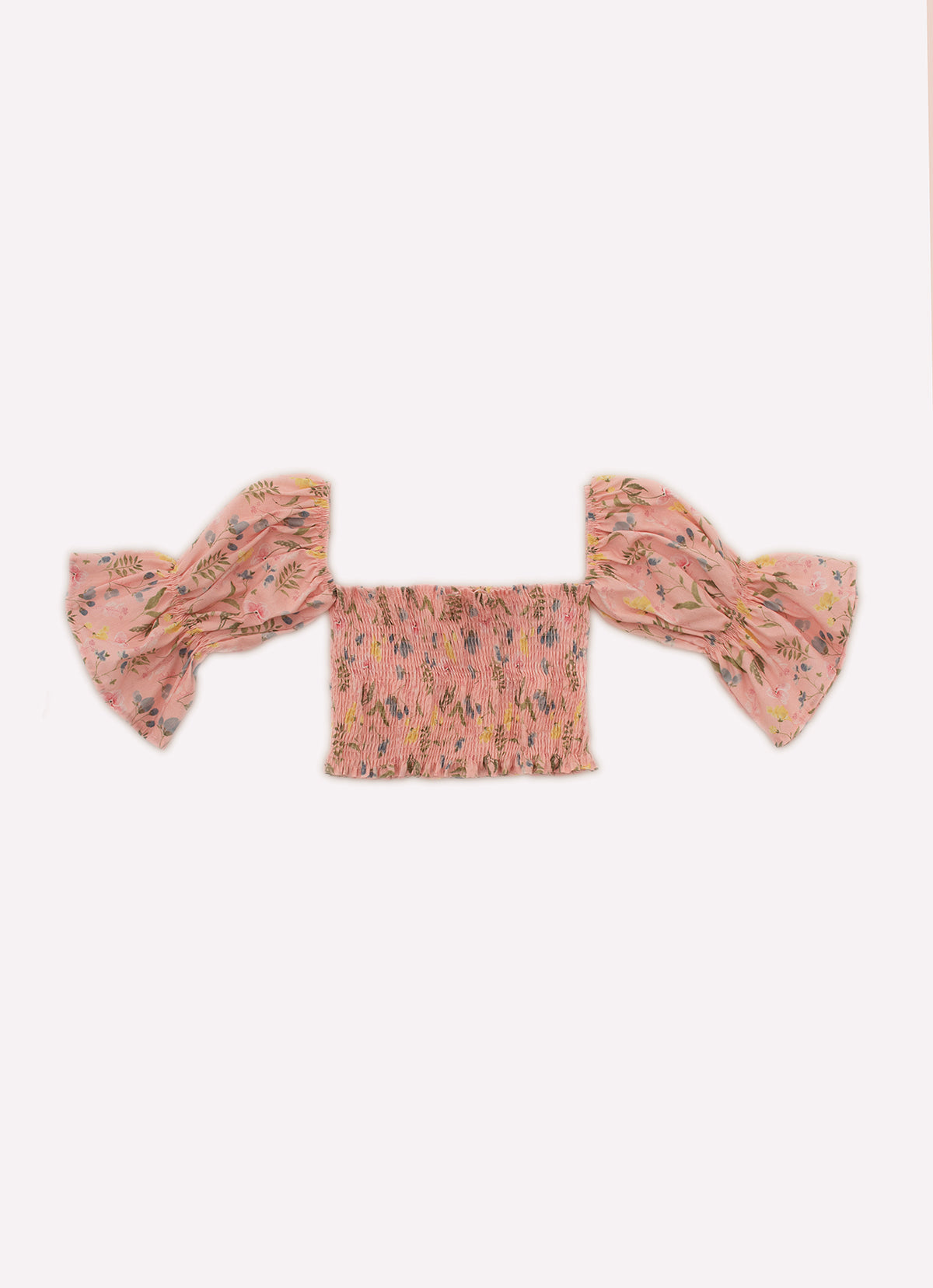 Blusa Cropped Algodão Estampado Multi Flores Manga Solta