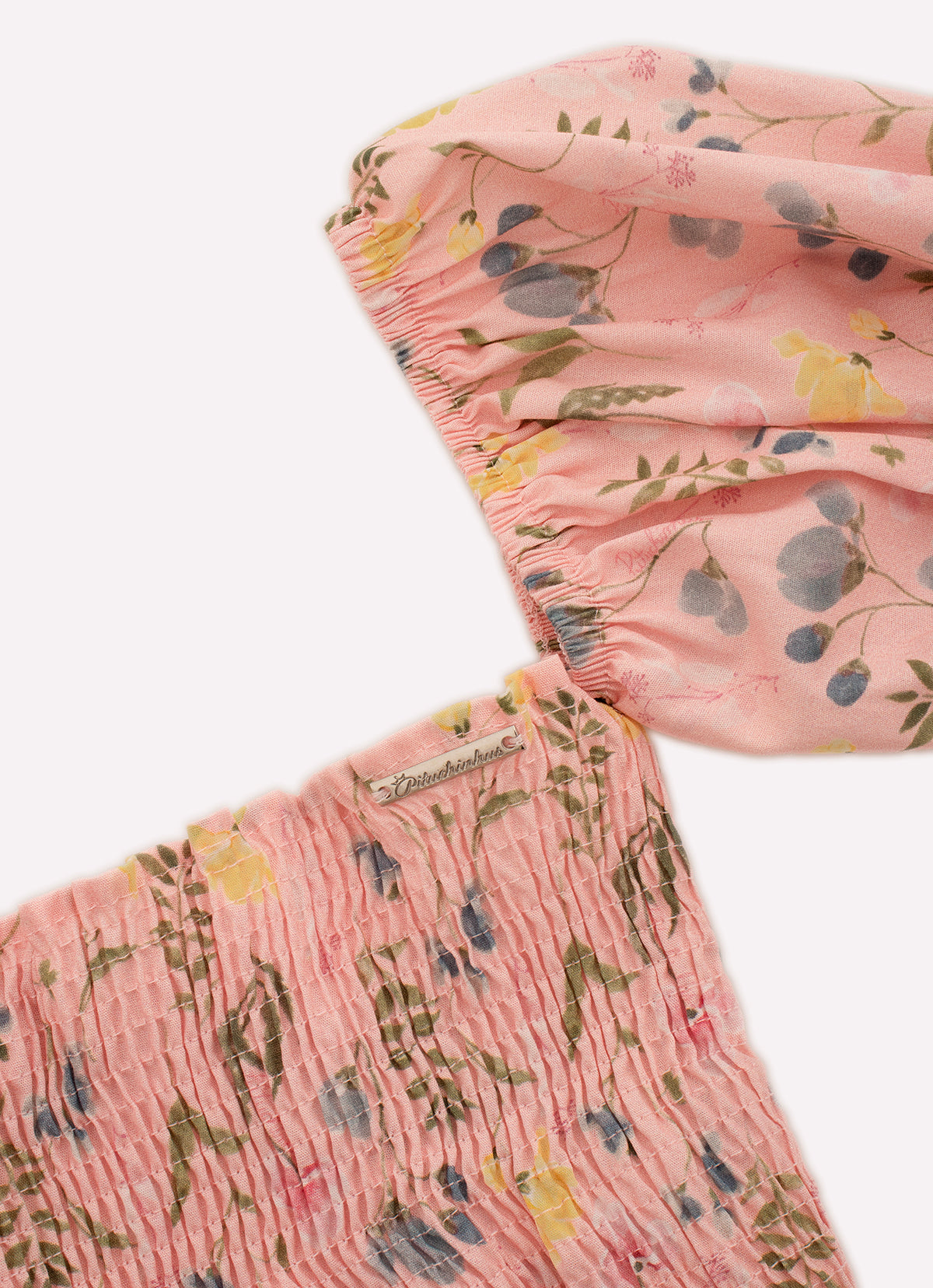 Blusa Cropped Algodão Estampado Multi Flores Manga Solta