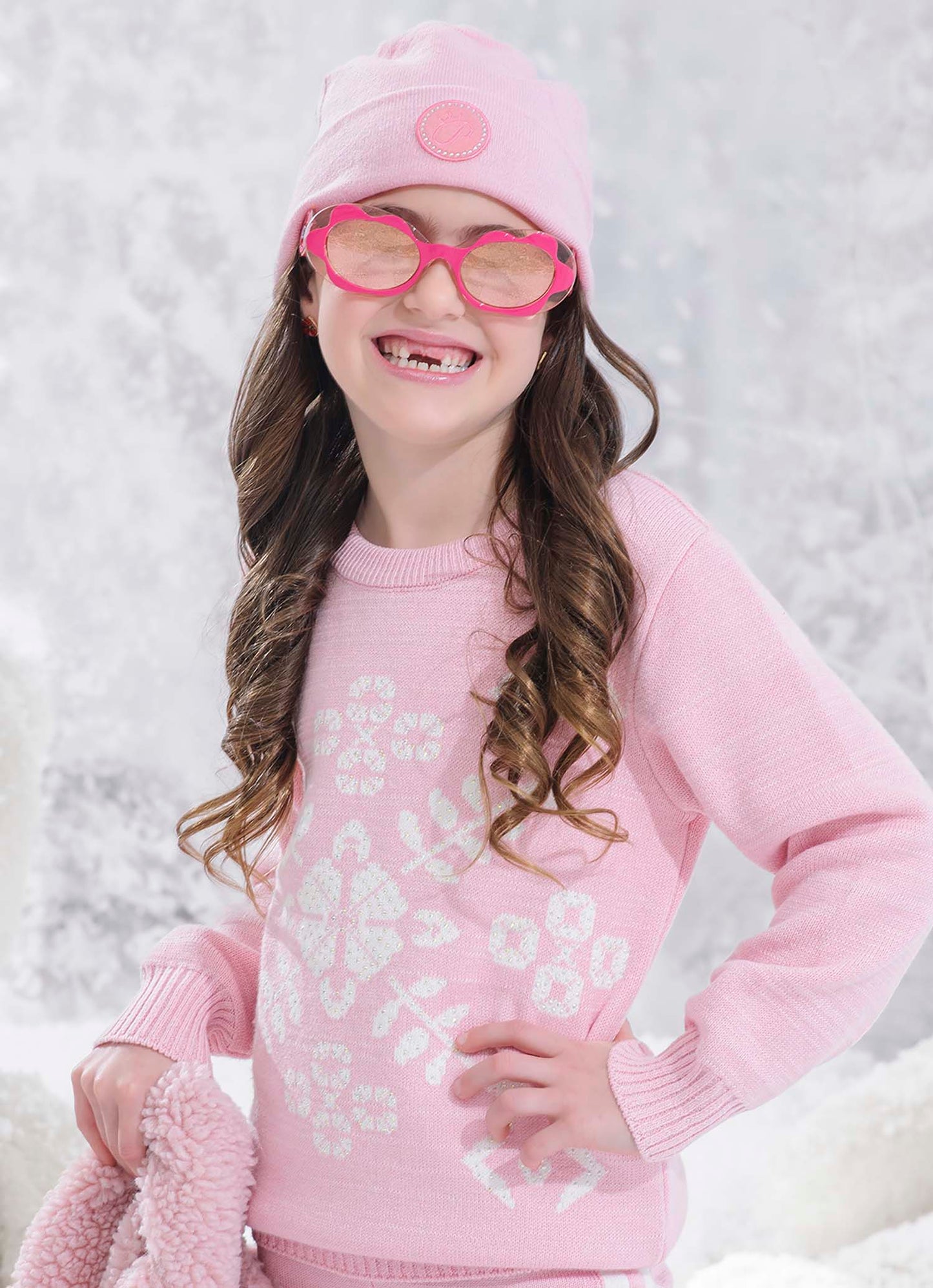 Blusa Tricot Maxi Flocos Après-Ski