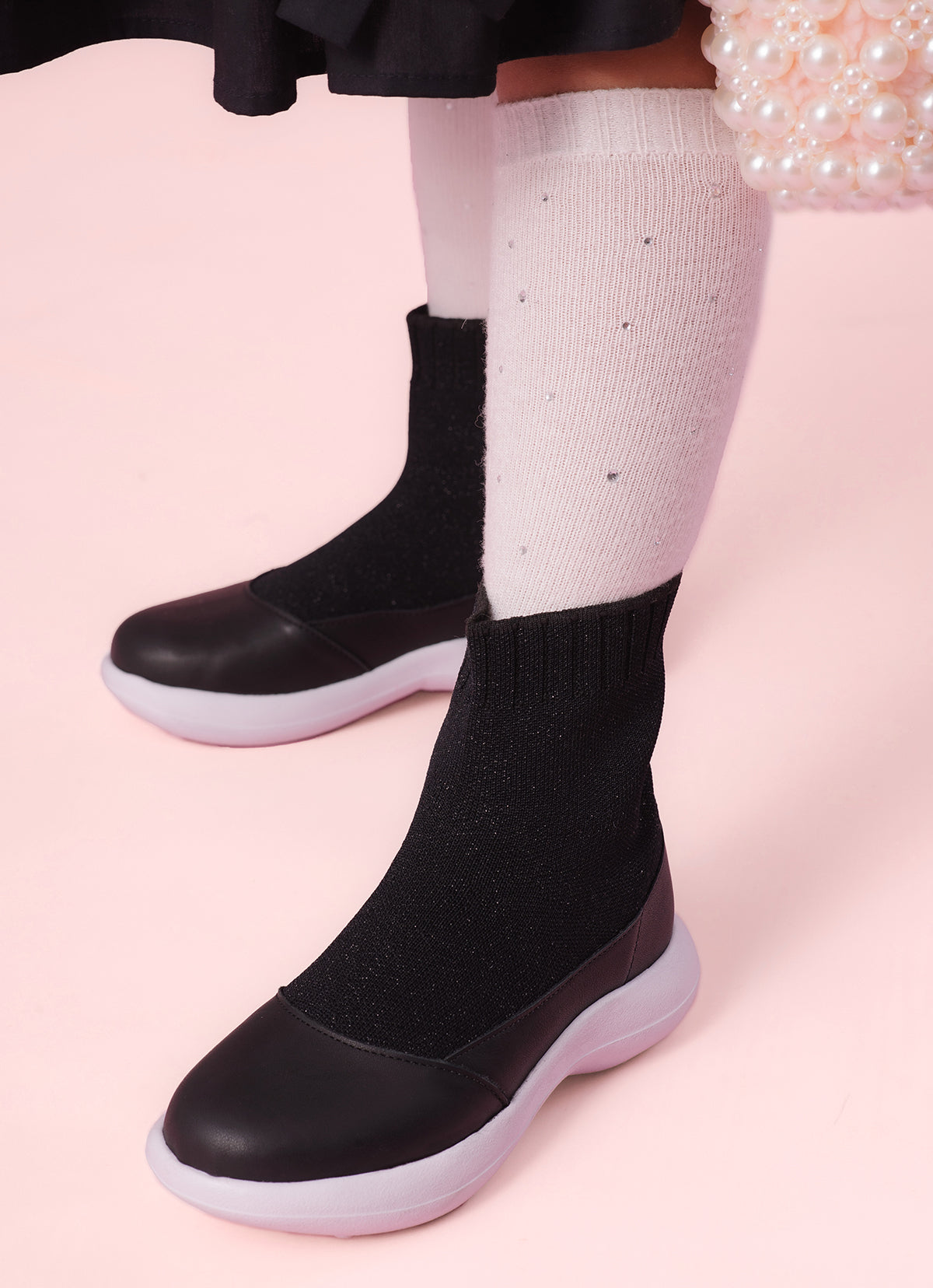 Bota Knit Biqueira Couro
