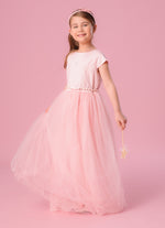 Vestido Conceito Longo Saia Tule Com Cinto Pérolas
