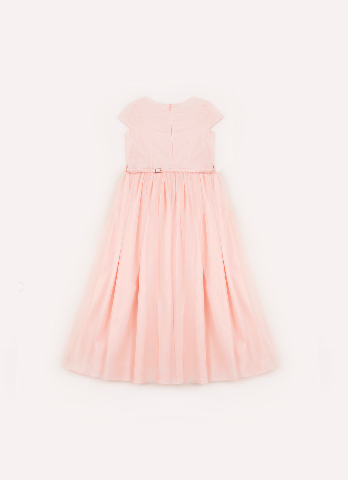 Vestido Conceito Longo Saia Tule Com Cinto Pérolas