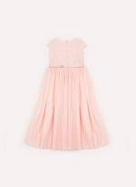 Vestido Conceito Longo Saia Tule Com Cinto Pérolas