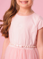 Vestido Conceito Longo Saia Tule Com Cinto Pérolas