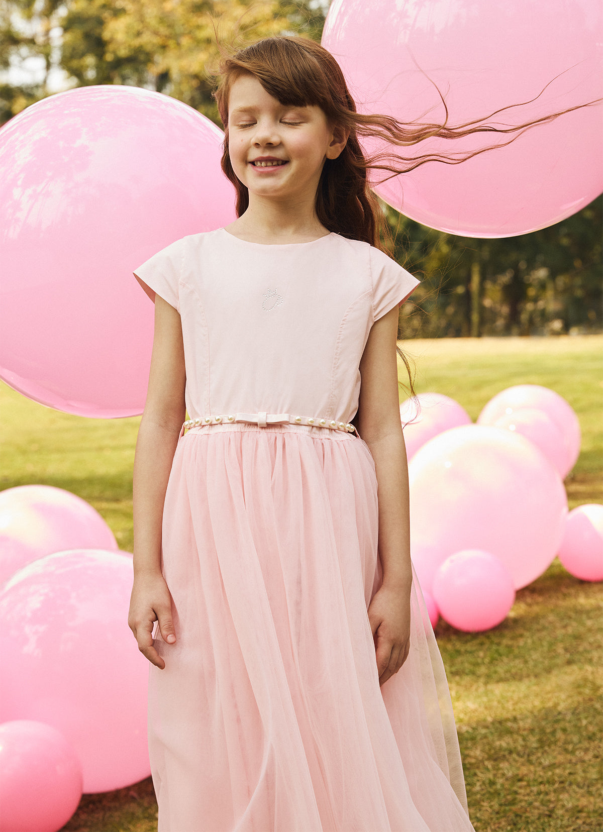 Vestido Conceito Longo Saia Tule Com Cinto Pérolas