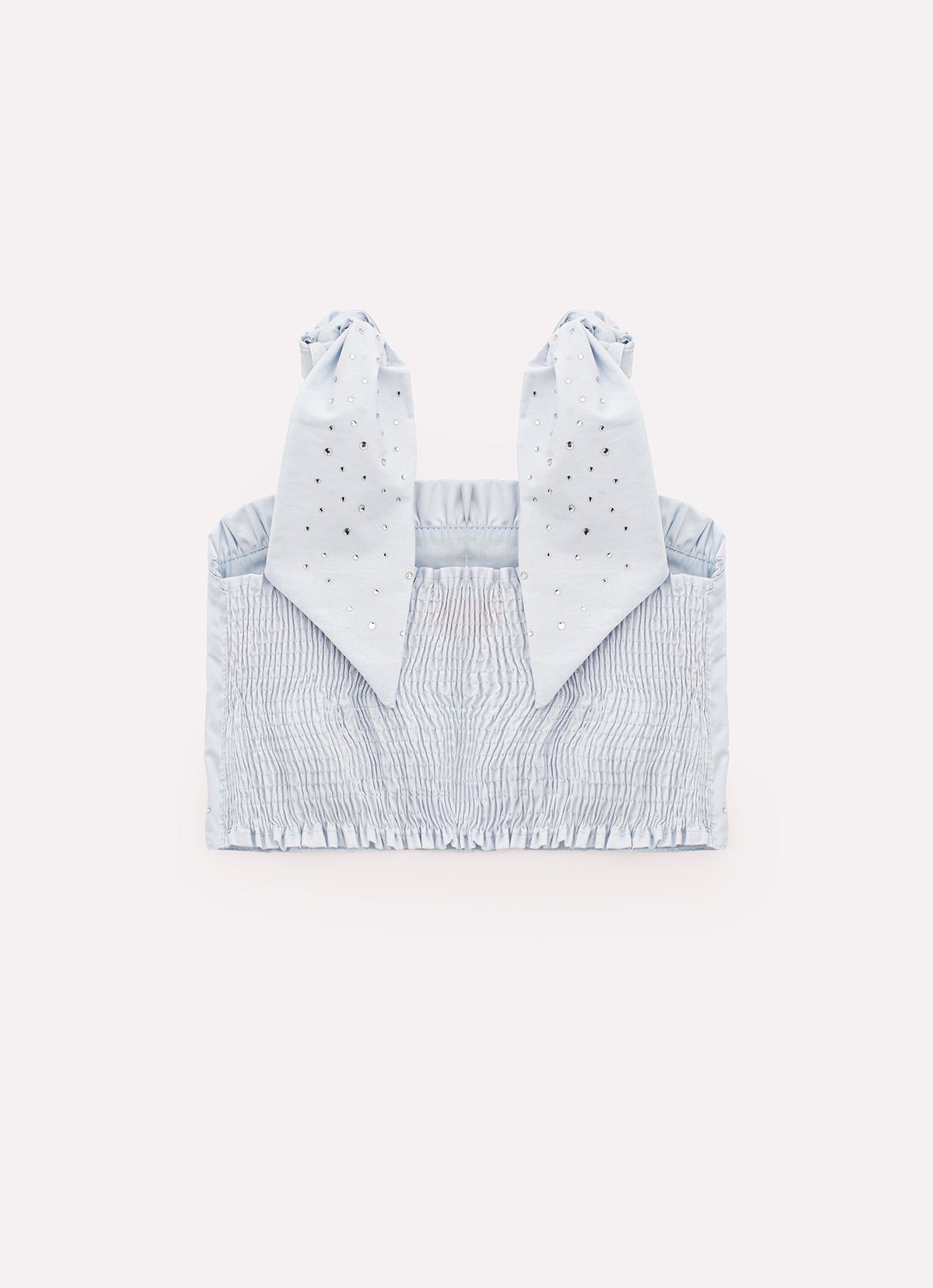 Blusa Croppd Tricoline Laços Ombros Cristal